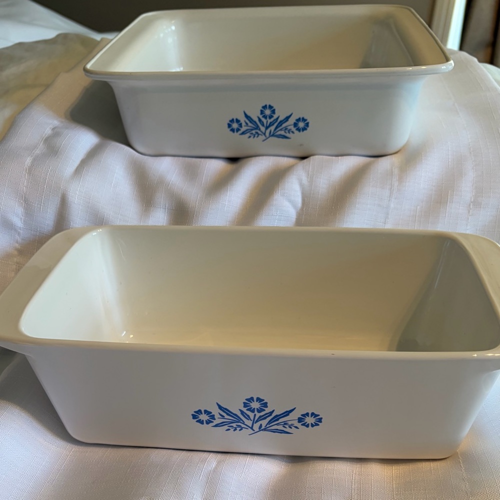 Vintage Corningware Baking Dishes Set Of 2 Loaf Pan And Square Casserole